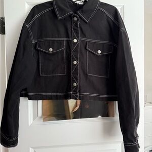 H&M Black Jean Jacket Cropped Style